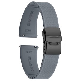 ULLCHRO Watch Strap 20 mm 22 mm Waterproof Soft FKM Bracelet for Men, Rubber Sports Band Rubber Watch Strap, 22 mm