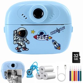 Kids Camera Instant Print, Christmas Birthday Gifts for Girls Boys, Selfie Digital Camera with 1080P Videos,Toddler Portable Travel Camera Toy for 4 5 6 7 8 9 Year Old Boys Girls (Blue)