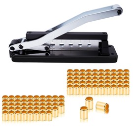 Jeogejin Hose Crimper Kit, Heavy Duty Ferrule Crimping Tool with 100 Brass Ferrules, Air Hose Crimping Tool for 1/4", 5/16", 3/8" Hose, 5 Die Sizes 0.44"-0.63"