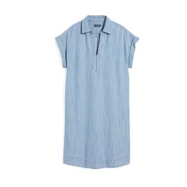 vineyard vines Women's Margo Pinstripe Shirtdress, Chambray/White Cap