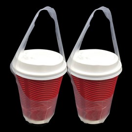 FERENLI 12.5x23cm 100 Pcs Clear Plastic Handle Drink Containers Bags T Type Delivery Hanging Carry Take Out Beverage Coffee Milk Juice Water Hole Liquid Single Cup Storage Bags