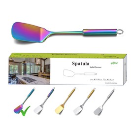 Berglander Spatula, Stainless Steel Rainbow Solid Turner, Colorful Spatulas With Titanium Plating, Cooking Spatula, Spatula For Cooking, Kitchen Spatulas, Fish Spatula BBQ Spatulas (Rainbow)