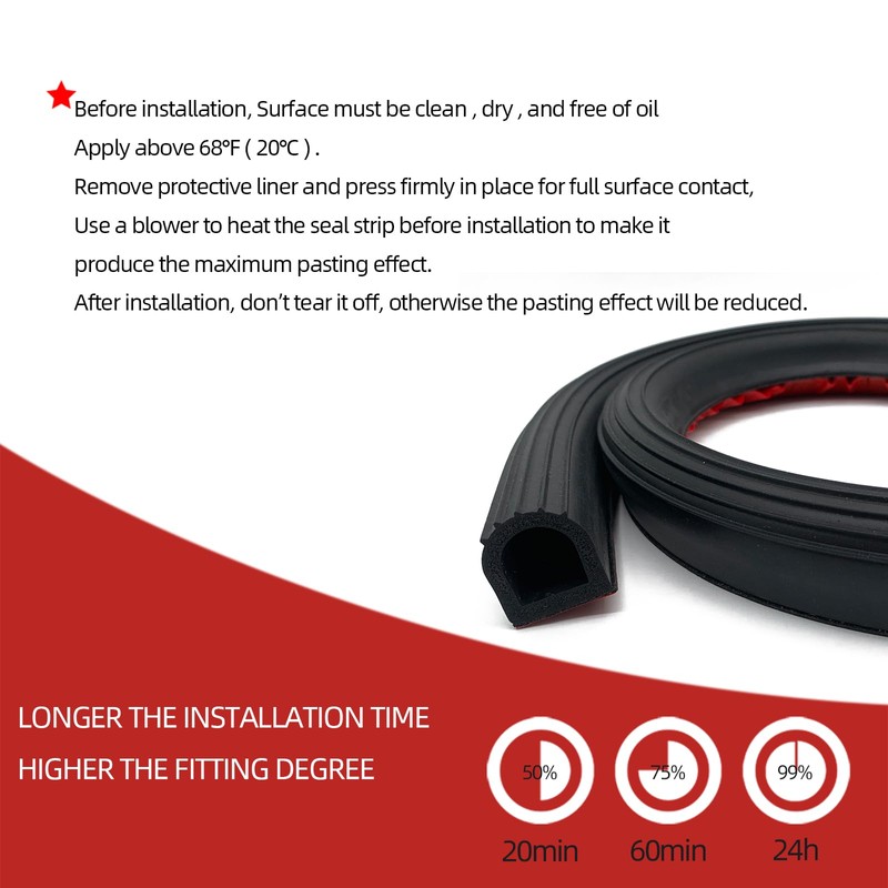 Aroilder EPDM Rubber Seal Strip, Self-Adhesive D Shape Rubber Weather