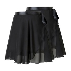 FOSDICK 2 PCS Ballet Wrap Skirt, Chiffon Ballet Skirts for Women, Black Ballet Skirt with Adjustable Waist tie, Dance Skirt, Ballerina Skirt, Wrap Skirts for Girls Women
