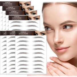 AWAVM 7 Sheets 4D Hair-Like Waterproof Eyebrow Tattoo Stickers Eyebrow Transfer Sticker Care Shaping Stickers in Arch Style for Women, 77 Pairs (Black-06)