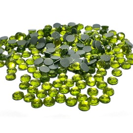 Perlin Hot Fix 4 mm Glass Flat Back Rhinestones SS16 2880 Pieces Hotfix Stones Round Crystal Gemstones 3.4 ~ 4 mm (Green Peridot)