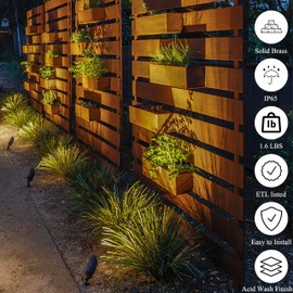 Brass Landscape Spotlights Outdoor Low Voltage Landscape Lighting Fixture Waterproof for Garden and Yard Up Lighting，1 Pack (Bulb NOT Included)