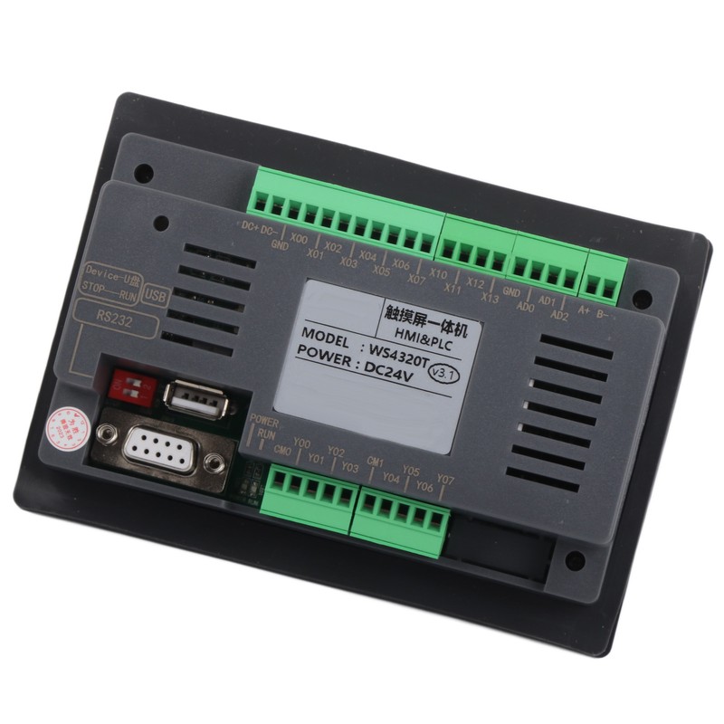 4.3in HMI PLC Touch Screen Transistor Output Switch Counts 12