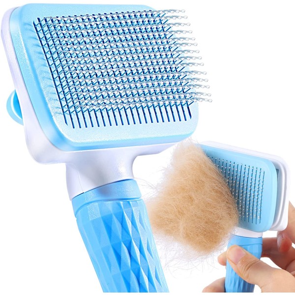 ACE2ACE Dog Brush, Cat Brush, Pet Brush, Hair Remover, Pet Brush for Long and Short Hair, Clean Pet Hair from the Brush with One Button