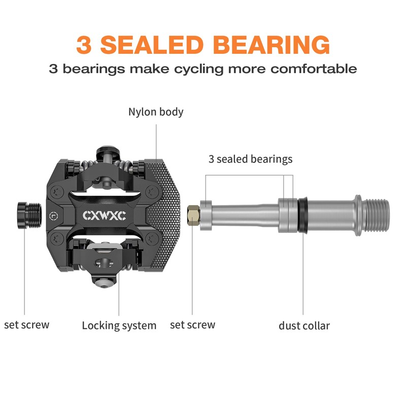 CXWXC Bicycle Pedals with 3 Sealed Bearings Aluminium Alloy for