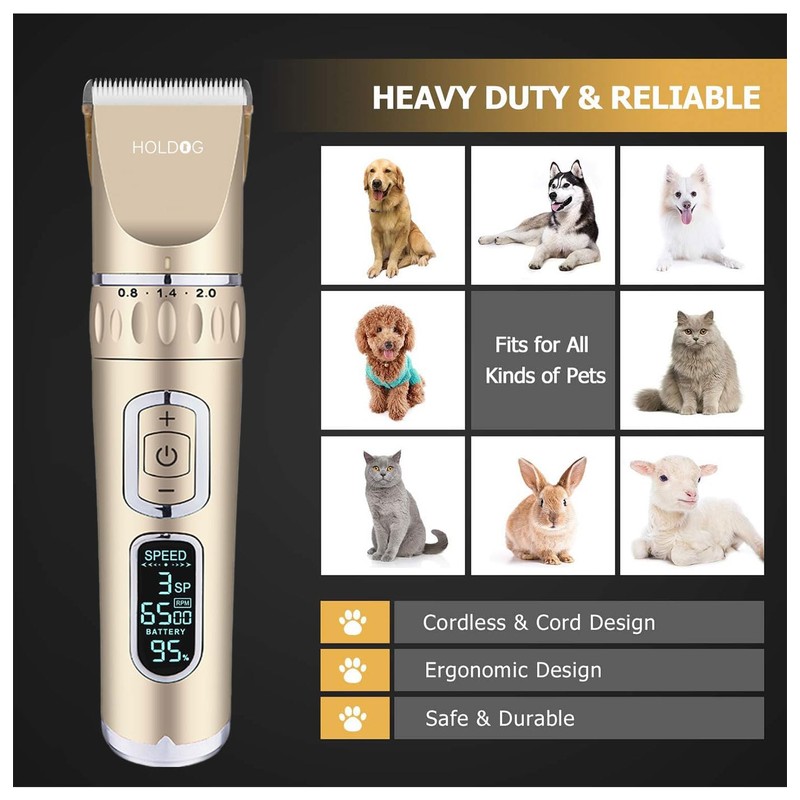 Dog Clippers 3-Speed Low Noise Cordless Pet Grooming Tools for