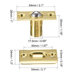 SAISN Ball Catch Door Hardware Closet Door Ball Latch Adjustable Spring Cabinet Latch French Door Catches Pack of 2 (Gold)