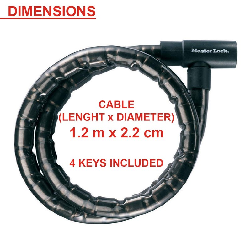 Master Lock Motorbike Cable Lock [Key] [1.2 m Cable -