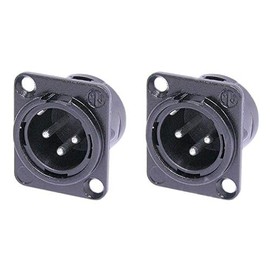 2 Neutrik NC3MD-L-BAG-1 Male 3 Pin XLR Chassis Panel-Black Case Silver Contacts