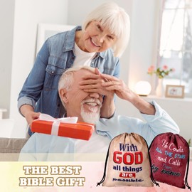 Hosuly 30 Pcs Religious Bible Verse Drawstring Backpack Vivid Retro Style Christian Drawstring Bags Bulk Religious Gift Bag for Church Graduation Party(9.8 x 7.8 Inches)