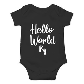 CBTwear Hello World Baby Bodysuit - Cute Boy Girl Newborn Clothes Funny Infant Unisex Comfy Humor Romper (Newborn, Black)