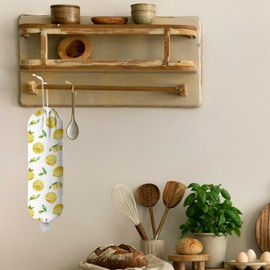 FXOCSHE Lemon Grocery Bag Storage,Reusable wall-mounted storage bags for containers,Shopping Bag holder,It can be freely adjusted with a pull rope,Wall Mount,1 Pack(Lemon)