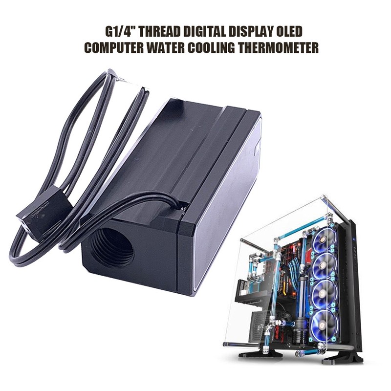 Black /Silver G1/4" Thread Digital Display OLED Computer Water Cooling