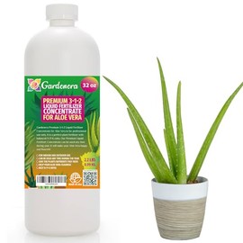 Gardenera Premium Liquid Aloe Vera Fertilizer - 3-1-2 Concentrate for Indoor Plants and Flowers - Organic Plant Food - 32oz