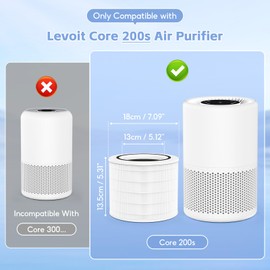 2-pack Core 200S Replacement Filter, Compatible with LEVOIT Core 200S Smart WiFi Air Purifier, 3 Stages HEPA Filter, Compare Part# Core 200S-RF, Core 200S-P