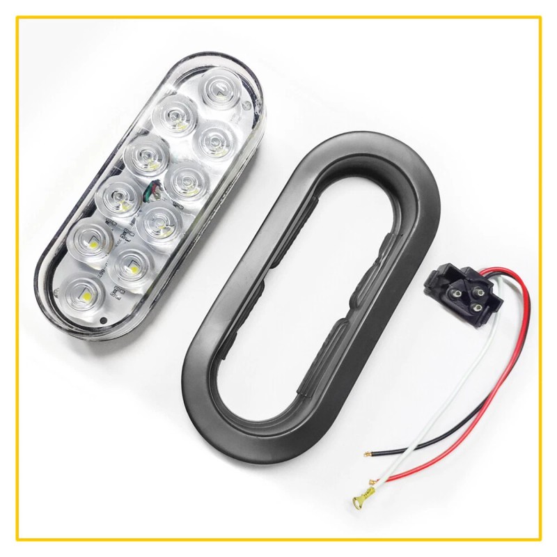2X 6" 10 LED Oval White Trailer Truck Reverse Backup
