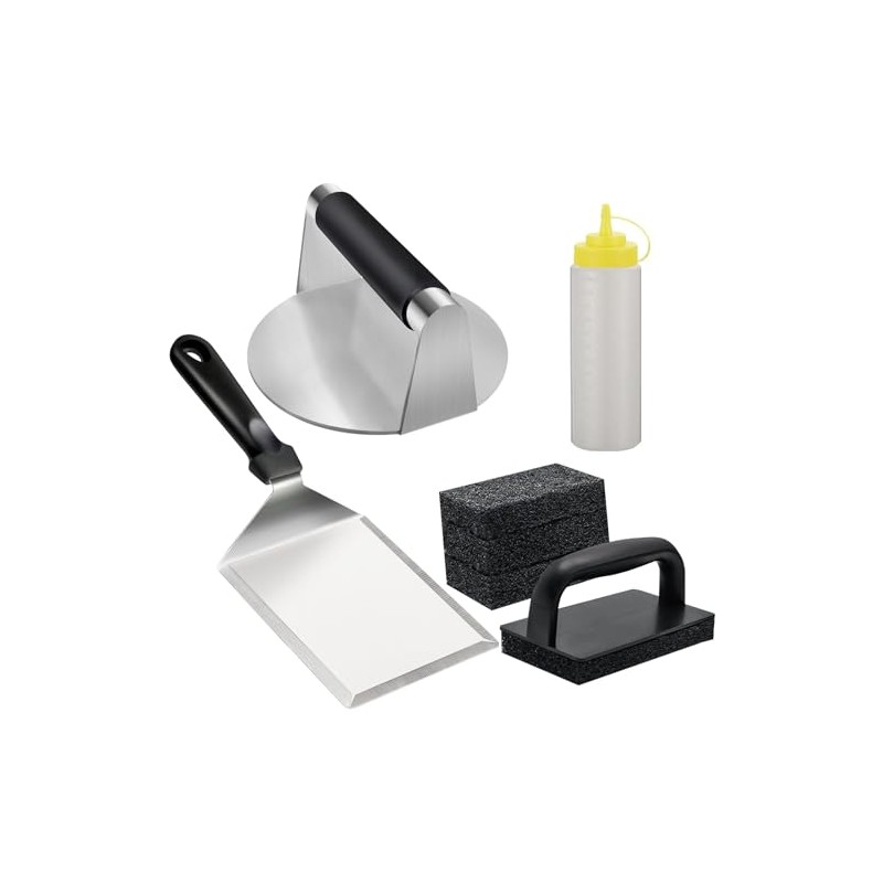 7PCS Griddle Accessories for Blackstone, Stainless Steel Smash Burger Press