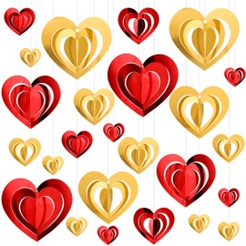 METBOU Set of 32 Valentine's Day Decorations, Wedding, Decoration, Heart Garland, Proposal, Party, Decoration, Valentine's Day, Decoration, Event, Store, Photo Prop, Red, Gold