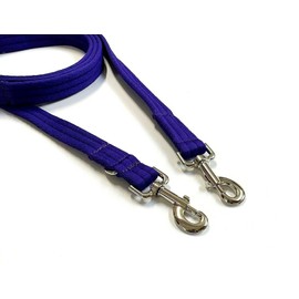 Double Ended Dog Training Lead Police Style Adjustable Leash 5ft (1.5 Metres) Multi-Functional In Air Webbing (Purple, 25mm Air Webbing)