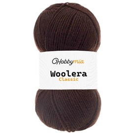 HobbyMia Woolera Classic Wool Yarn - 100g / 307yds - (3) DK Weight - 75% Acrylic, 25% Wool (Brown, 1 Skein)