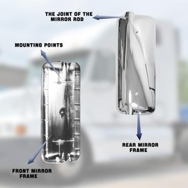 Chrome Left Side Door Mirrors Cover Fit For 2005-2017 for Freightliner Century for Columbia Truck Side Mirrors Covers