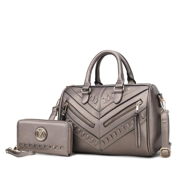 MKF Collection Women's Satchel Bag with Wallet, Vegan Leather Top