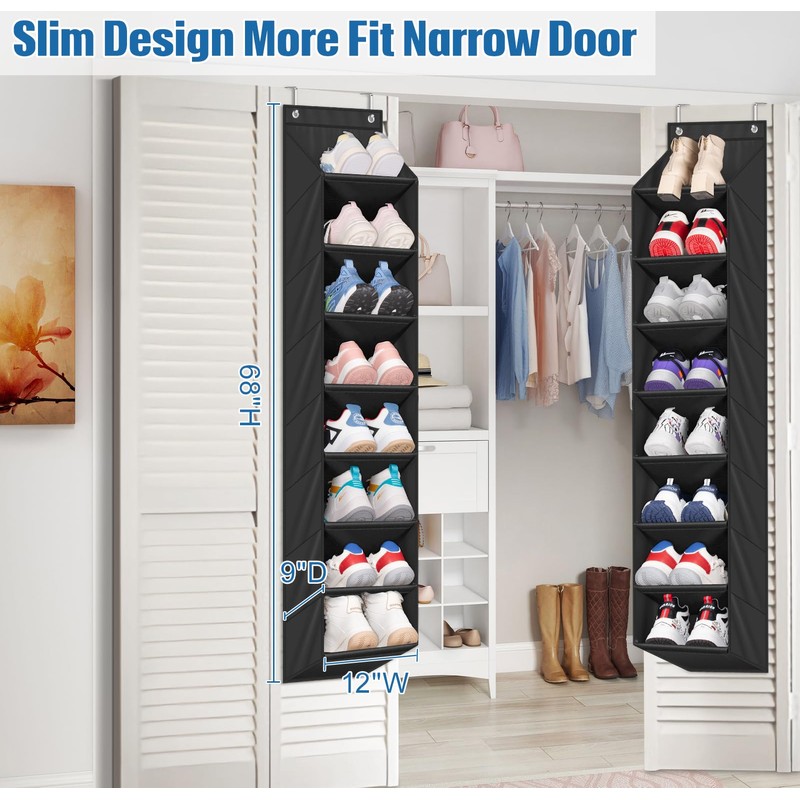 SLEEPING LAMB 2 Pack Narrow Over The Door Shoe Organizer