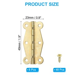 PATIKIL Small Vintage Box Hinges 2 Inch, 8 Pack 90-Degree Butterfly Decorative Hinges Jewelry Box Hardware with Screw for Cabinet Wooden Box Drawer Craft, Gold