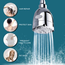 BRIGHT SHOWERS Filter Shower Head for Hard Water, Chlorine and Heavy Metals, High Output Bathroom Water Softener Rainfall Shower Head for Hair, 3 Settings Spray, 2 Replacement Filter Cartridge, Chrome