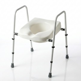 Fully Adjustable Toilet Frame with Seat – Raised Toilet Seat Riser with Arms – Freestanding Commode Toilet Chair for Elderly & Disabled – Height and Width Adjustable Toilet Aid for Sitting and Rising