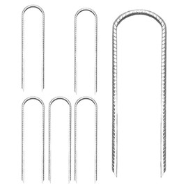 Changyeah Bodenanker Trampolin,Bodenanker 6 Stück,Bodenanker,Garten Pfähle, für Unkrautvlies, Gartenvlies, Zaun & Camping(6, Silber-U förmige)