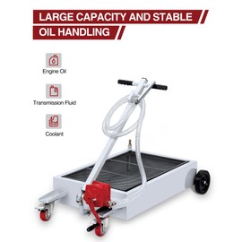 Oil Drain Pan,15 Gallon Heavy Duty Oil Drain Tank with T-Handle, Portable Low Profile Oil Drain Pan, Large Capacity Truck Oil Change Pan for Car,SUVS and Trucks