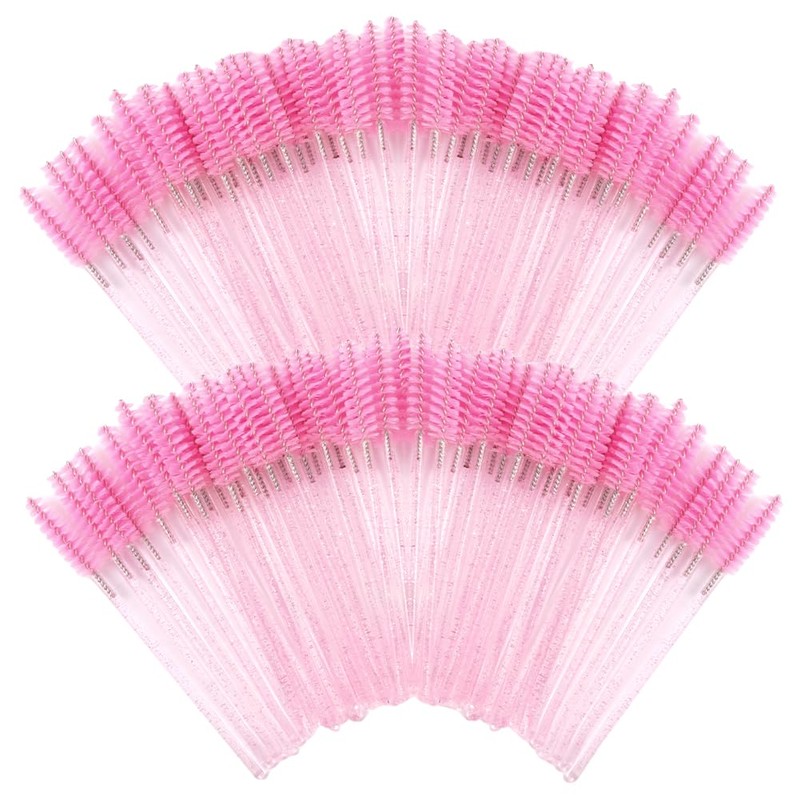 LOPHE Pink Eyelash Brushes, Disposable, Pack of 200 Crystal Eyelash
