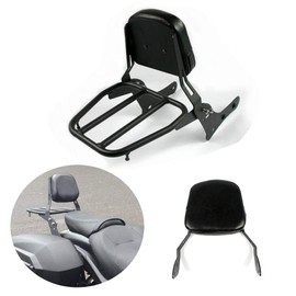 Worldmotop Motorcycle Sissy Bar Backrest Rear Passenger Seat for Kawasaki Vulcan S 650 VN650 2015 2016 2017, Detachable Backrest (with luggage rack)