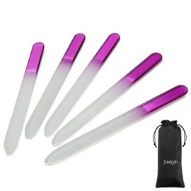 JewelryWe cm Professional Glass Nail Files – 5 Premium Luxury Crystal for long-lasting Manicure Pedicure Purple