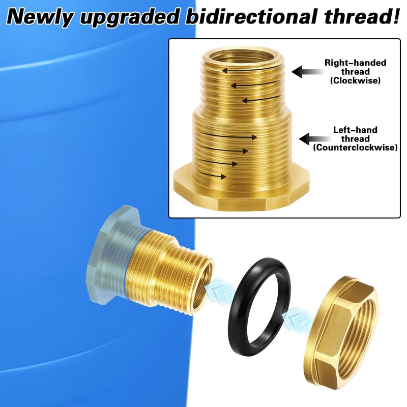 wantmatch 2 Pack Brass Bulkhead Fitting with Plug Double-Threaded 1/2