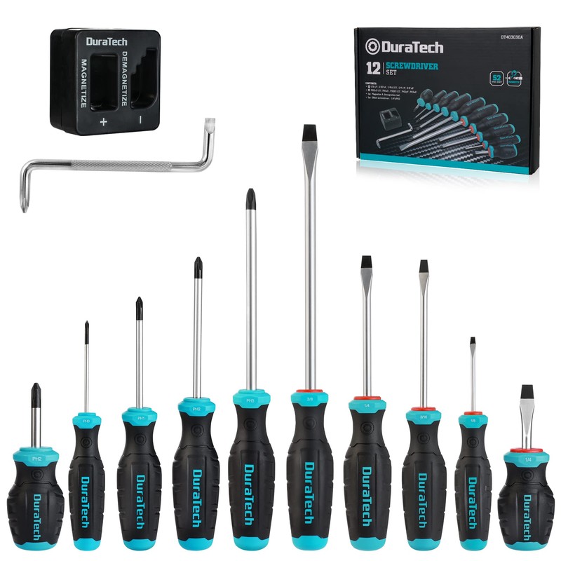 DURATECH 12-Piece Magnetic Screwdriver Set, 5 Phillips and 5 Slotted