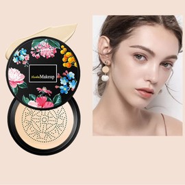 Mushroom Head Air Cushion BB Cream,Concealer Lasting Nude Makeup Moisturizing Brightening Pigment CC Liquid Foundation, Even Skin Tone Makeup Base Primer Foundation (Natural)