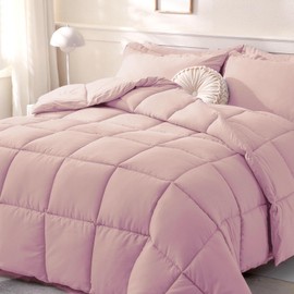 DOWNCOOL Comforters King Size, Duvet Insert,Light Pink All Season Duvet, Lightweight Quilt, Down Alternative Hotel Comforter with Corner Tabs (Pink, King 102x90 Inches)
