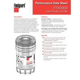 Fleetguard FF63009 (Cummins 5303743) Fuel Filter w/ NanoNet Hi Performance Filtration for Cummins B/L Series Engine, 2x Contaminant Holding Cap, Best in Class Protection&Longer Fuel System Life