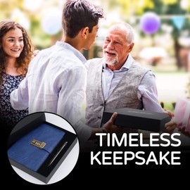 WEMATE Diary with Lock, A5 Journal with Lock 240 Pages, Locking Journal with Pen & Gift Box, Lockable Diary Planner Organizer for Men and Women, 8.6x5.8in Blue