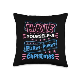 Have yourself a furry purry christmas cat owner Throw Pillow