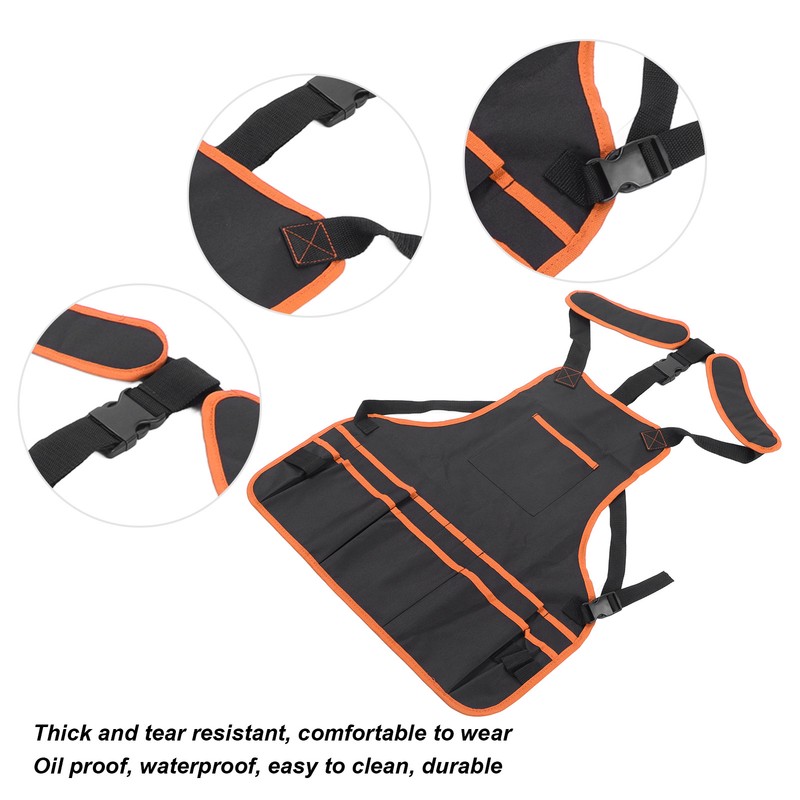 Tool Apron Multiple Pockets Oil Proof Waterproof Oxford Cloth Adjustable