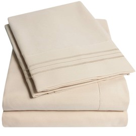 1500 Supreme Collection Extra Soft RV Short Queen Sheets Set, Beige - Luxury Bed Sheets Set with Deep Pocket Wrinkle Free Hypoallergenic Bedding, Over 40 Colors, RV Short Queen Size, Beige