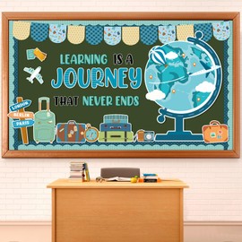 Learning is a Journey Bulletin Board Set Travel Theme Classroom Decor Bulletin Board Adventure Theme Classroom Decor Travel Map Cutouts for Teachers Students Back to School Wall Chalkboard Decors